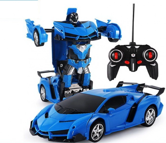 Remote-Control 2-in-1 Auto Robot with LED, Sounds and Drift – Blue