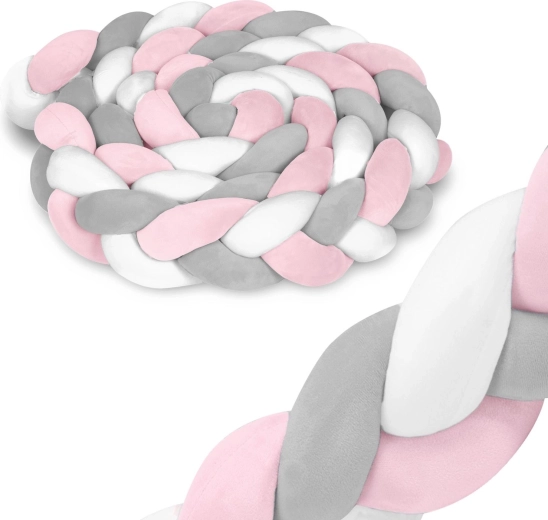 Nertas lovytės apsauginis mantinėlis 3 m rožinė–pilka