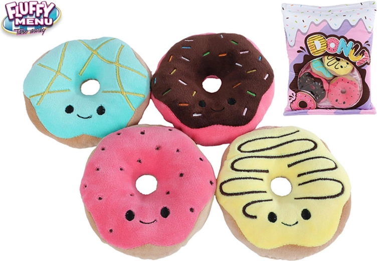 Pliušinių spalvotų spurgų rinkinys krepšyje Fluffy Menu