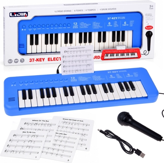 Vaikiškas elektroninis keyboardas su 37 klavišais ir mikrofonu