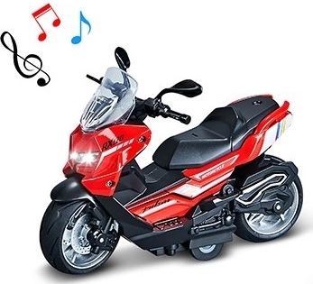 Metalinis motoroleris 1:12 su garsu ir šviesa