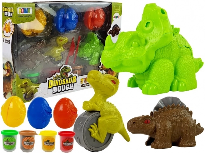 Plastilinas „Dino kiaušiniai“ rinkinys – 12 dalių, 4 spalvos