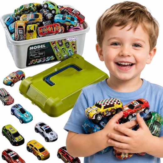 Woopie racing car set in a case with a map - 50 pcs