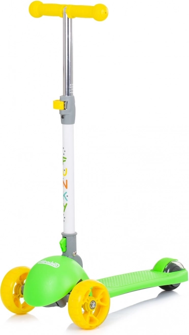 CHIPOLINO Funky kids’ scooter with light-up wheels, green–yellow
