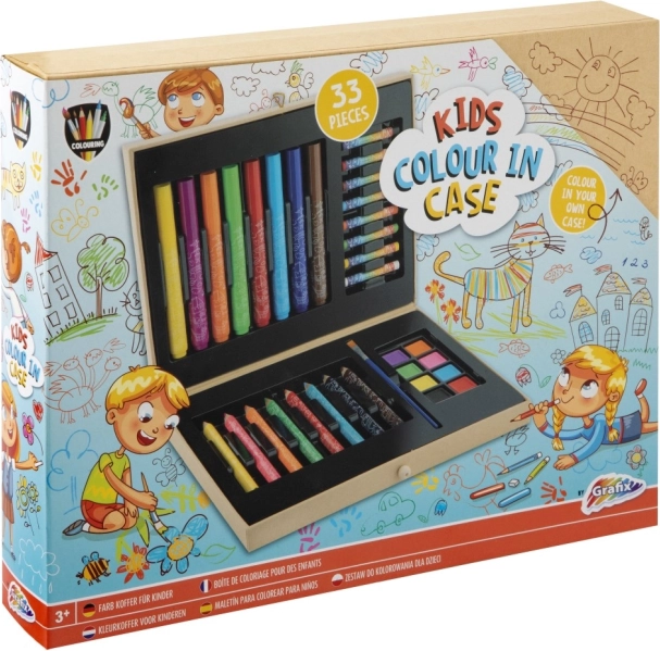 Vaikiškas dailininko rinkinys lagaminėlyje, 33 dalys