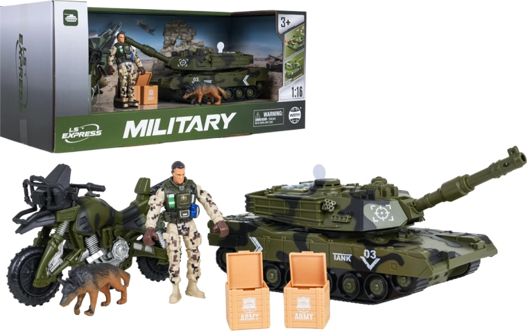 Military Set with Tank, Motorcycle and Figures