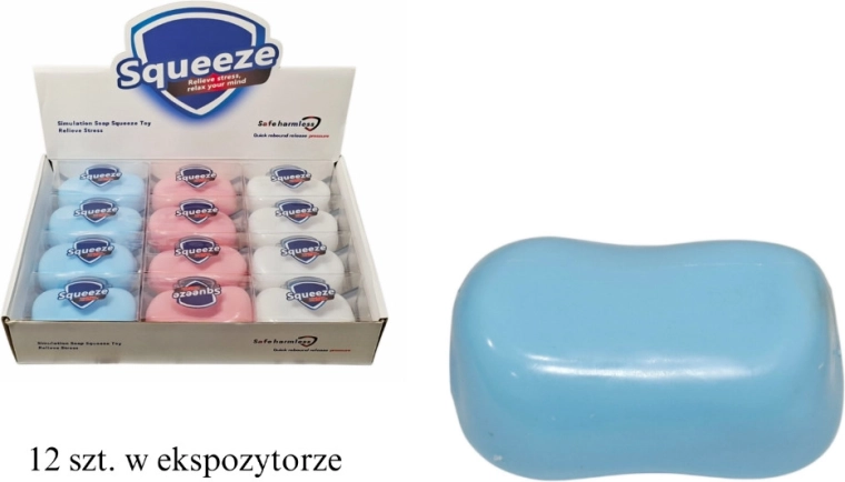 Anti-Stress Squeeze Ball in the Shape of a Soap Bar - 1 Piece