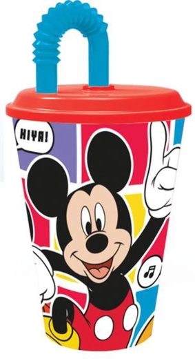 Vaikiškas puodelis su šiaudeliu MICKEY 430 ml, plastikas