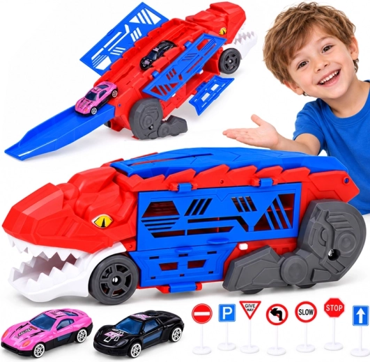 Transforming 2-in-1 Dinosaur Car with Garage and Launcher