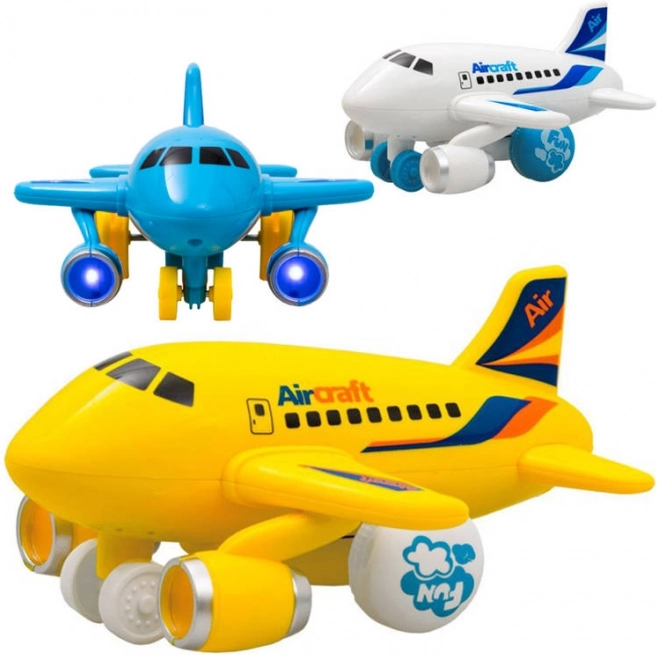 Linksmas tempiamas lėktuvėlis su šviesomis ir garsais