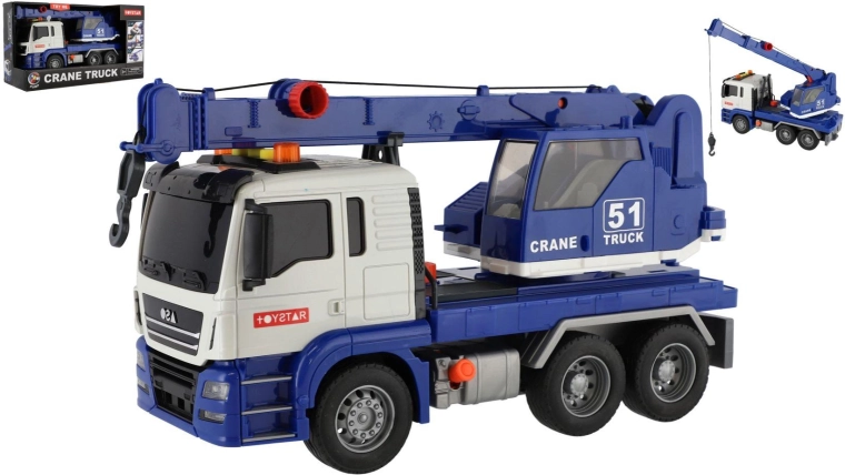 Friction-powered crane truck with lights and sounds