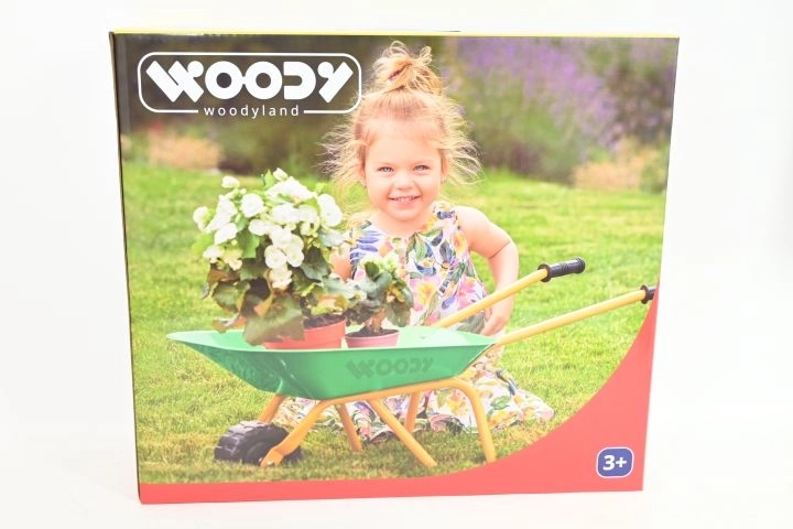 Woodyland green metal wheelbarrow for children