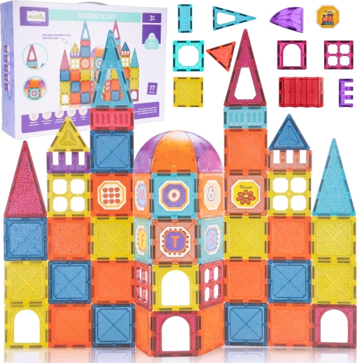 Magnetic 3D Building Set – 77 Pieces