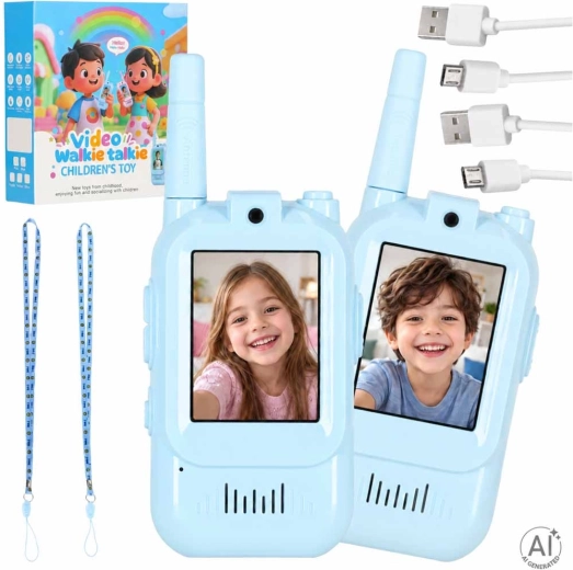 Children's blue video walkie-talkies - 2 pcs