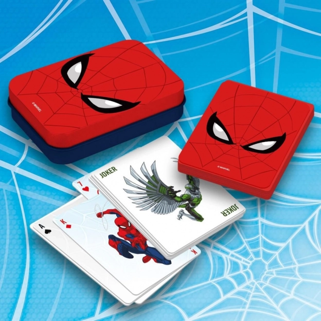 Žaidimo kortos „Spiderman“ metalinėje dėžutėje