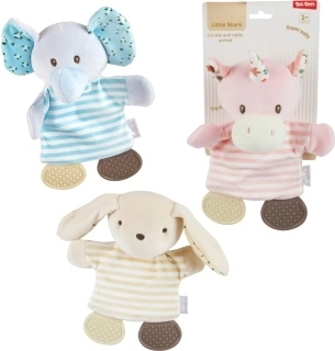 Plush animal rattle for babies
