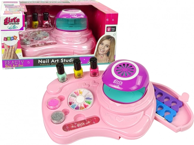 Children's Nail Decoration Set with Glitter and Lamp