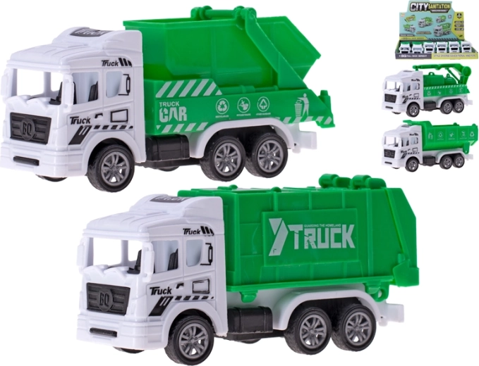 Šiukšliavežių automobilių rinkinys su atbuline eiga 12 cm