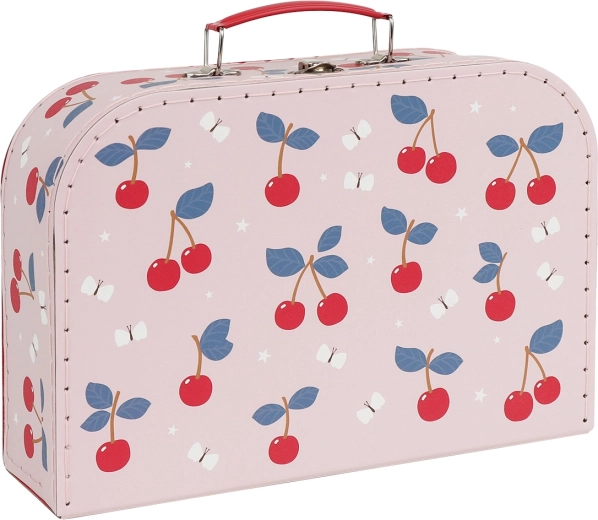 A Little Lovely Company cardboard suitcase set with cherries - 2 pcs