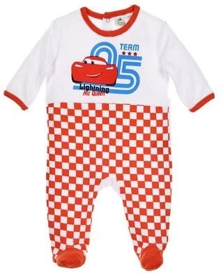 Children's orange Disney Cars velour onesie