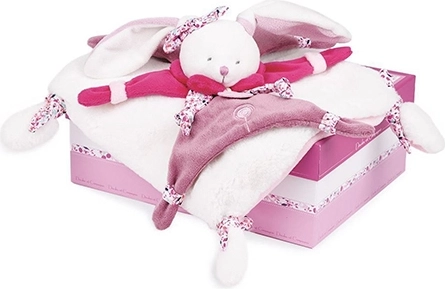 Doudou gift set with pink plush bunny cuddly toy