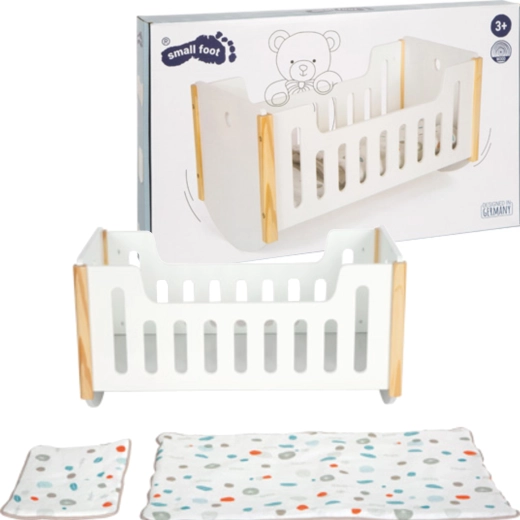 Little Button Wooden Doll Cradle