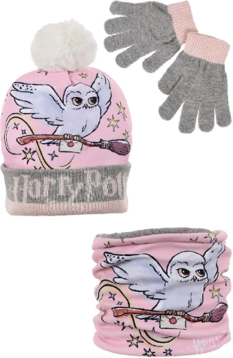Harry Potter winter set with hat, neck warmer and gloves, gray