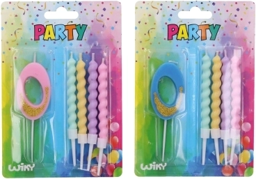 Vakarėlio žvakė skaičius 0 su 4 žvakutėmis