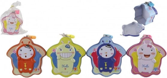 Vaikiška metalinė taupyklė su užraktu 10 × 6 cm – 4 spalvos