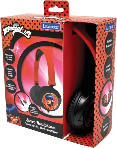 Kids’ foldable wired headphones Miraculous: Ladybug & Cat Noir (85 dB, 3.5 mm jack)