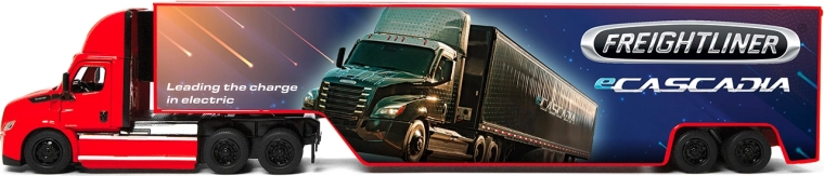 Metalinis sunkvežimis Freightliner eCascadia su konteineriu 33 cm