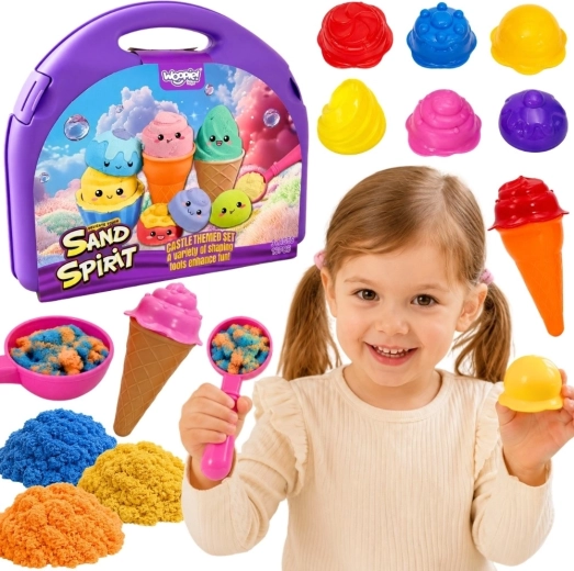 Woopie kinetic sand – ice cream shop set in a suitcase, 13 pieces