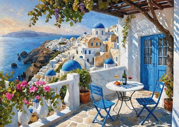 Cherrypazzi Santorini Blues Puzzle, 1,000 Pieces