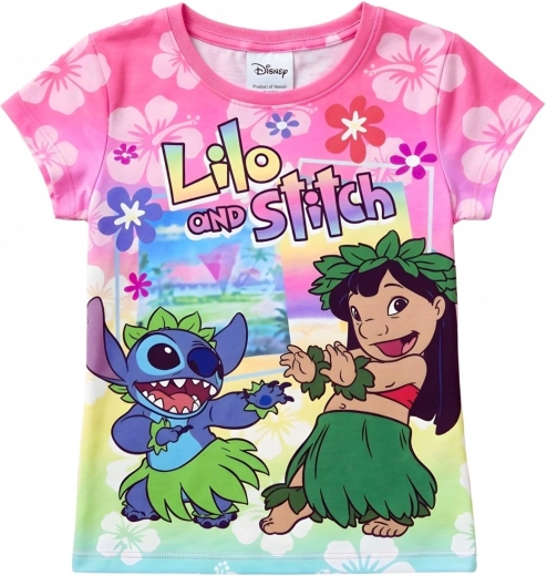 Children's raspberry Lilo and Stitch T-shirt