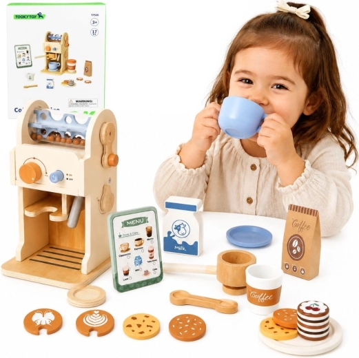 Tooky Toy wooden coffee machine for kids – barista set