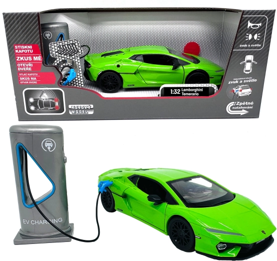 Metalinis Lamborghini Temerario modelis 1:32 su šviesos ir garso efektais