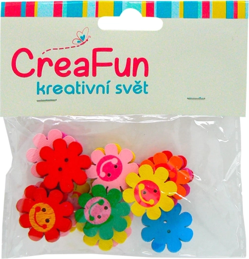 Medinės sagos gėlė – rinkinys 20 vnt., skersmuo 2,1 cm