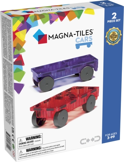MAGNA-TILES Magnetic Car Building Set, Purple and Red - 2 pcs