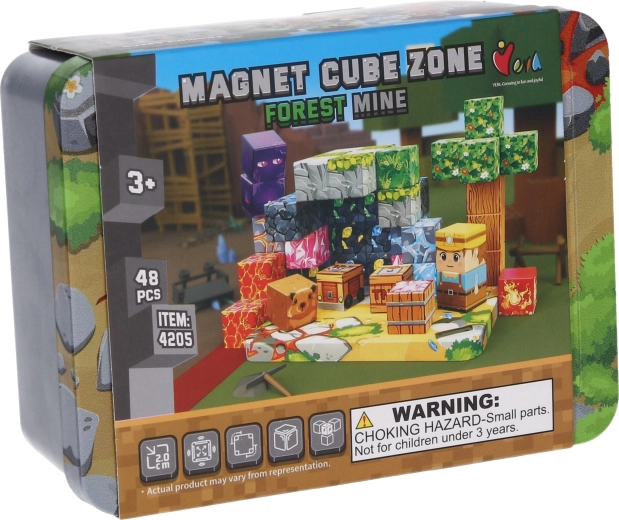 Magnetic Building Set Forest Mine Magnet Cube Zone, 48 Pieces