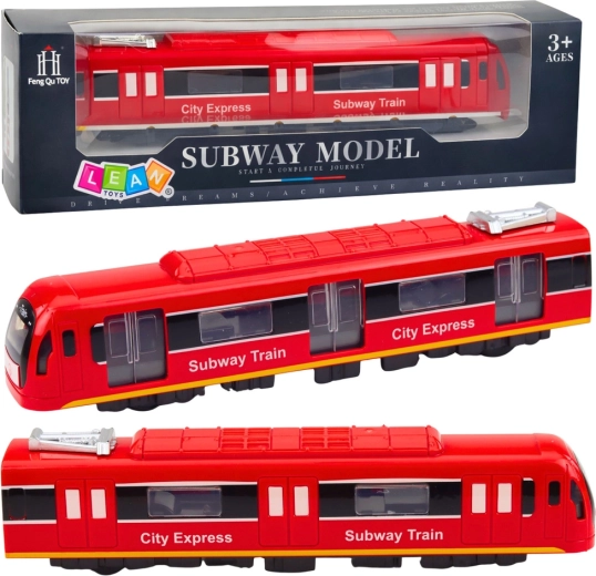 Metro traukinukas City Express su šviesomis ir garsais, raudonas