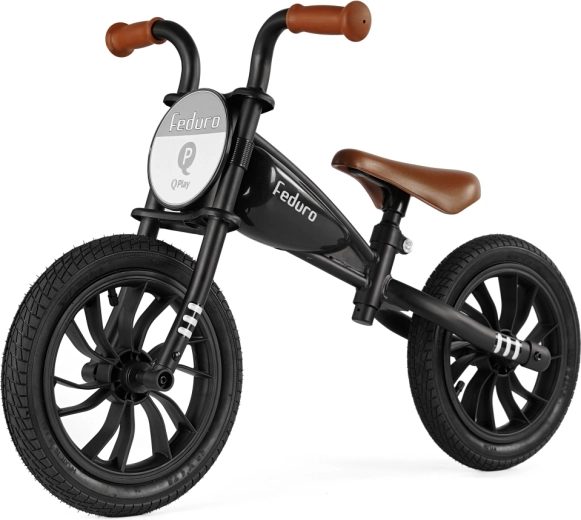 Qplay Feduro black balance bike for children aged 3–6