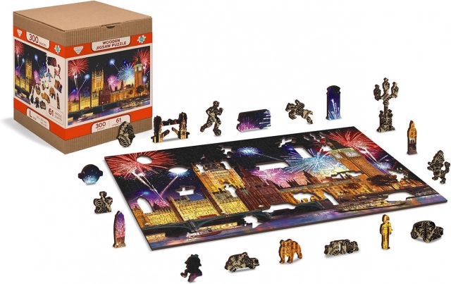 Medinė dėlionė Naktinis Londonas 2 viename, 150 detalių