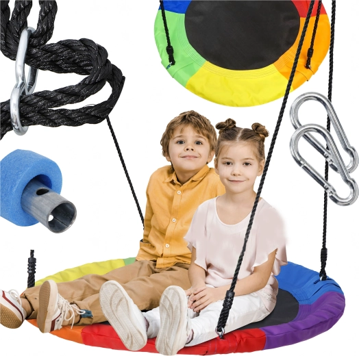 Pakabinama apvali sūpynė 100 cm – gandralizdis vaikams