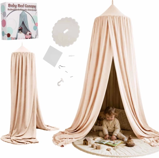 Children's Hanging Bed Canopy in Beige