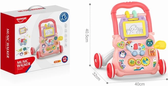 Stumdomas vaikštynės drambliukas su piešimo lentele – rožinis