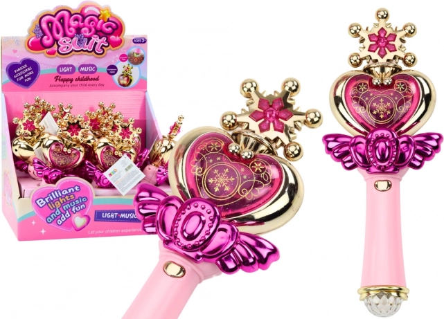 Stebuklinga lazdelė mažosioms princesėms su spalvotu apšvietimu ir garsais – rožinė