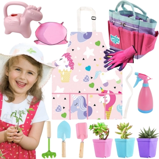 Woopie Little Gardener Gardening Set with Unicorn, 18 Pieces