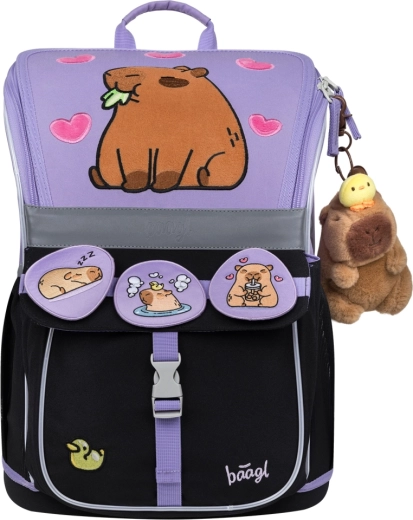 Mokyklinė kuprinė Baagl Zippy su kapibaros motyvu