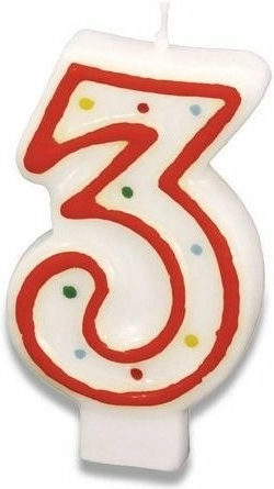 Torto žvakutė skaičius 3, 7,3 cm