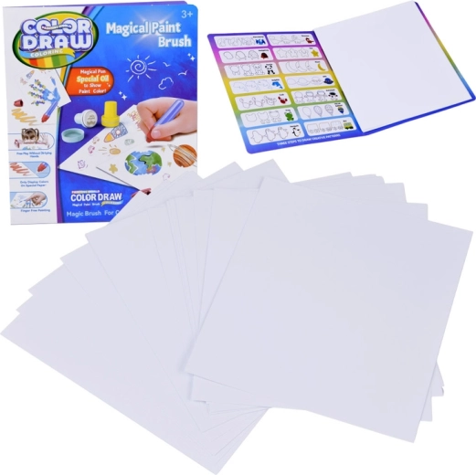 Popierius stebuklingam piešimui COLOR DRAW – papildomas 18 lapų rinkinys su LED teptuku